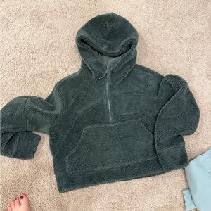Scuba half zip Cozy Green Fleece Hoodie